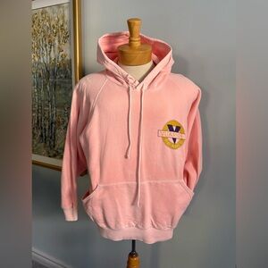 Vintage Vuarnet France Hoodie – Pastel Pink Logo Sweatshirt – Oversized 90s